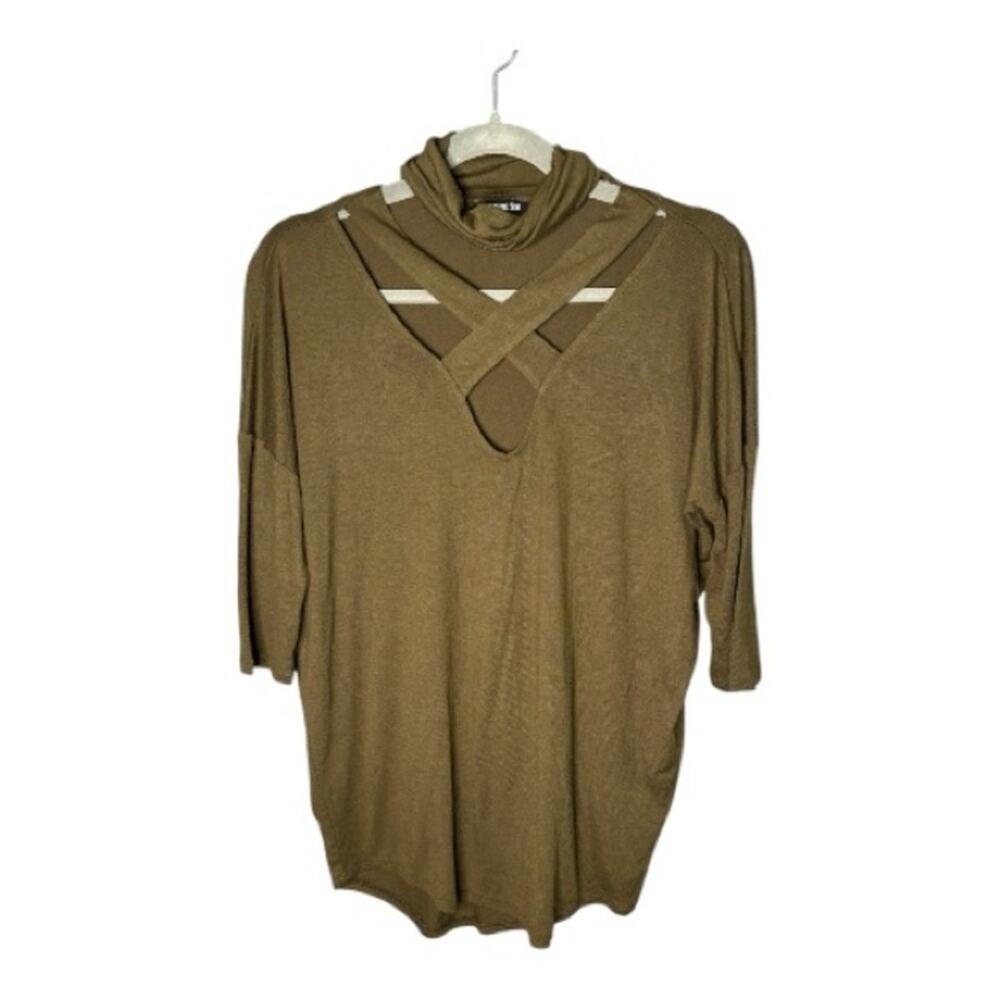 Express Olive Green Dolman Sleeve Top Criss Cross Cutout Small
